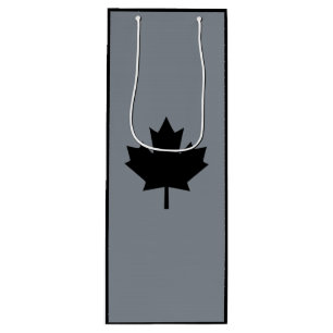 Canadian Black Maple Leaf Display Wine Gift Bag