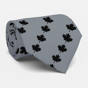 Canadian Black Maple Leaf Graphic Tie