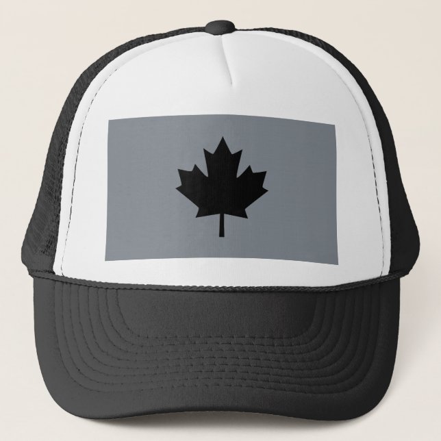 Canadian Black Maple Leaf Graphic Trucker Hat (Front)