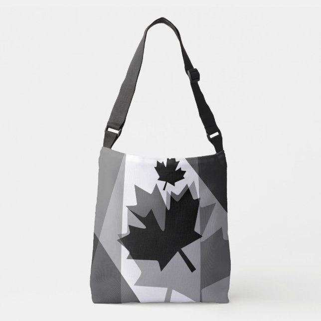 Canadian Black Maple Leaf Layered Style CANADA Crossbody Bag (Front)