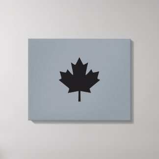 Canadian Black Maple Leaf on Grey Canvas Print