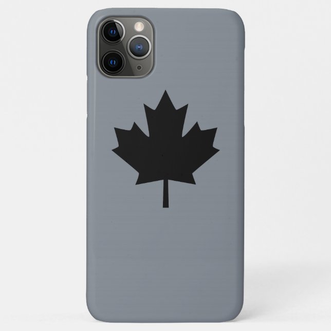 Canadian Black Maple Leaf on Grey Case-Mate iPhone Case (Back)