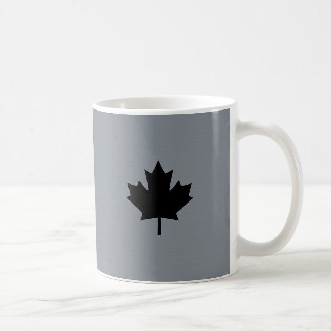 Canadian Black Maple Leaf on Grey Coffee Mug (Right)
