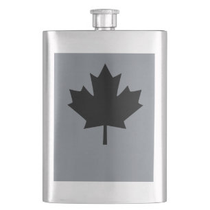 Canadian Black Maple Leaf Style Hip Flask