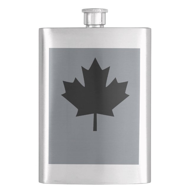 Canadian Black Maple Leaf Style Hip Flask (Front)