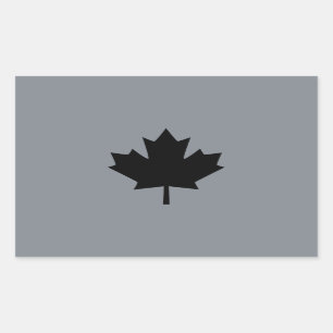 Canadian Black Maple Leaf Style Rectangular Sticker