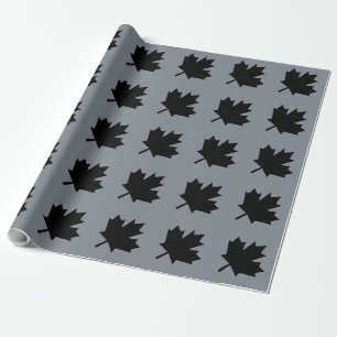 Canadian Black Maple Leaf Style Wrapping Paper