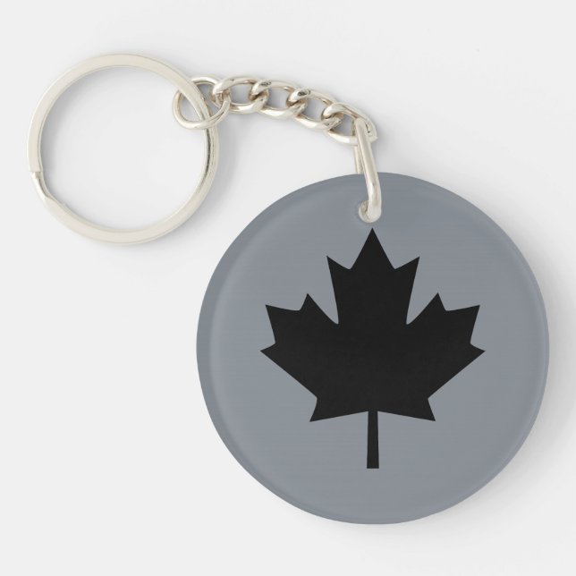 Canadian Black Maple Leaf Symbol Key Ring (Front)
