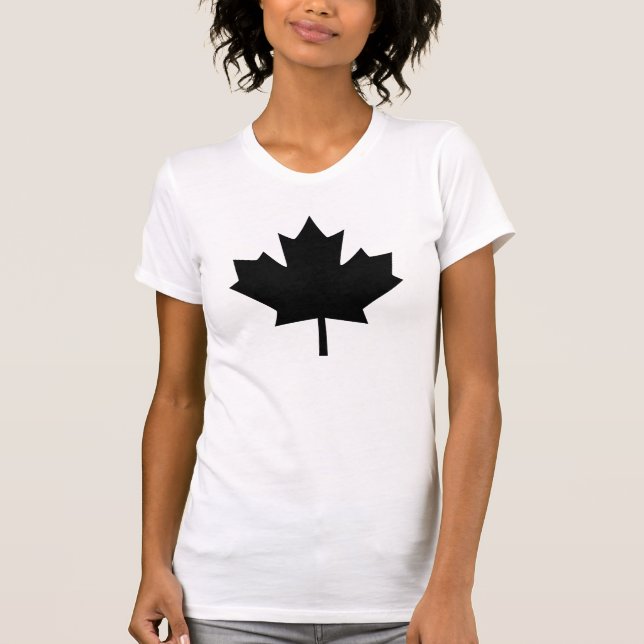 Canadian Black Maple Leaf Symbol T-Shirt (Front)