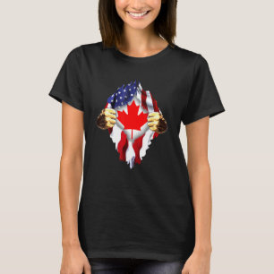Canadian Blood Inside Me Canada American Flag T-Shirt