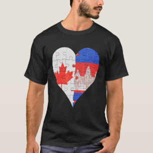 Canadian Cambodian Flag Heart T-Shirt