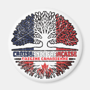 Canadian Canada French France Tree Roots Flag Magnet