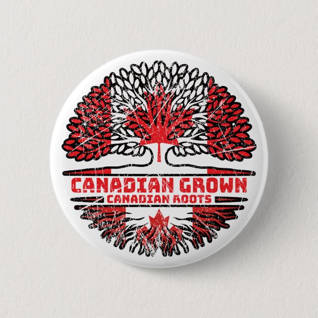 Canadian Canada Tree Roots Flag 6 Cm Round Badge (Front)