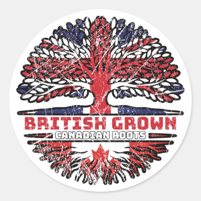 Canadian Canada Uk United Kingdom British Tree Classic Round Sticker (Front)