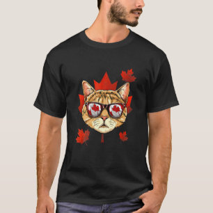 Canadian Cat Maple Ree Leaf Canada Flag Kitten Cat T-Shirt