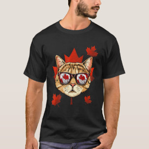 Canadian Cat Maple Tree Leaf Canada Flag Kitten Ca T-Shirt