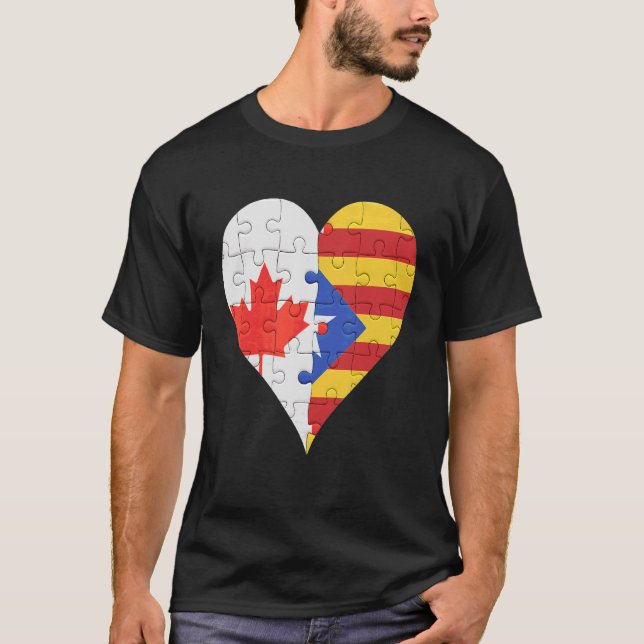 Canadian Catalan Flag Heart T-Shirt (Front)