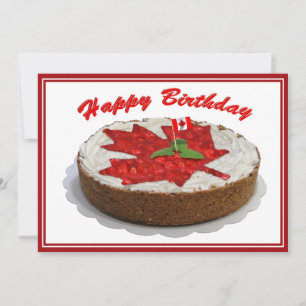 Canadian Cherry Maple Leaf Cake Invitation