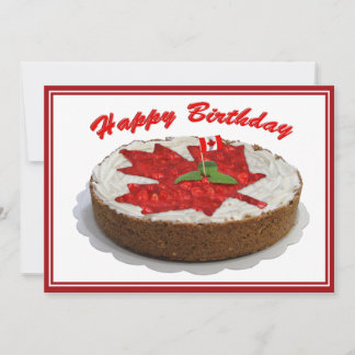 Canadian Cherry Maple Leaf Cake Invitation