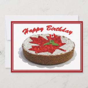 Canadian Cherry Maple Leaf Cake Invitation