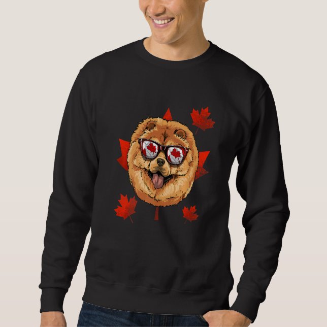Canadian Chow Chow Dog Maple Leaf Patriotic Canada Sweatshirt (Front)