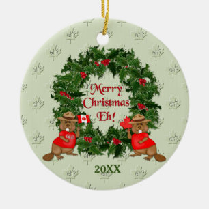 Canadian Christmas Ceramic Ornament