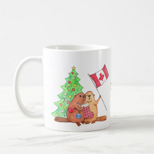 Canadian Christmas Gift Beaver Custom Name Holiday Coffee Mug