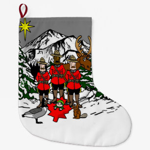 Canadian Christmas Nativity scene Large Christmas Stocking
