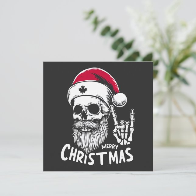 Canadian Christmas Skull  Holiday Card (Standing Front)