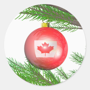 Canadian Christmas Tree Decoration Classic Round Sticker