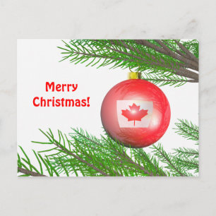 Canadian Christmas Tree Decoration Holiday Postcard