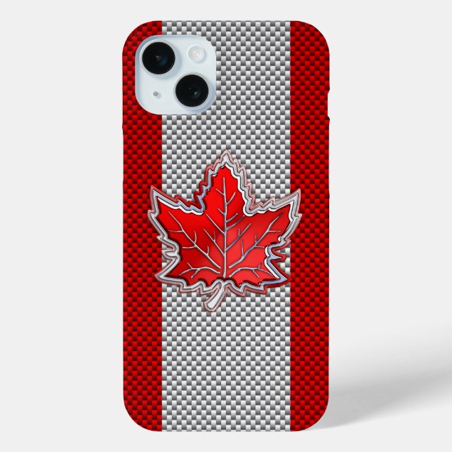 Canadian Chrome Maple Leaf on Carbon Fibre Styles Case-Mate iPhone Case (Back)