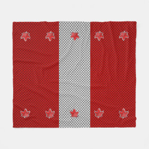 Canadian Chrome Maple Leaf on Carbon Fibre Styles Fleece Blanket