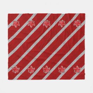 Canadian Chrome Maple Leaf on Carbon Fibre Styles Fleece Blanket