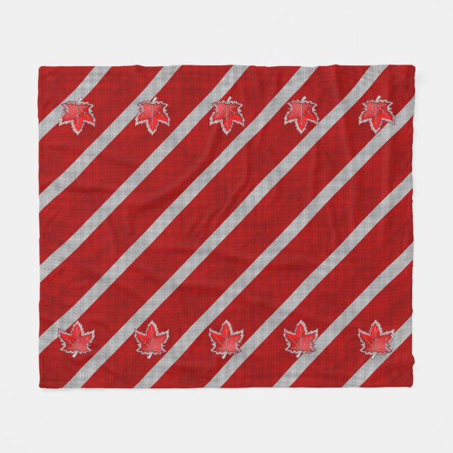 Canadian Chrome Maple Leaf on Carbon Fibre Styles Fleece Blanket (Front (Horizontal))