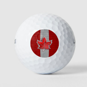 Canadian Chrome Maple Leaf on Carbon Fibre Styles Golf Balls