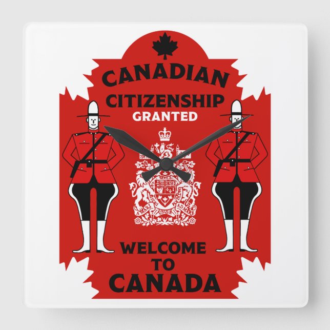 Canadian Citizenship Celebration Square Wall Clock (Front)