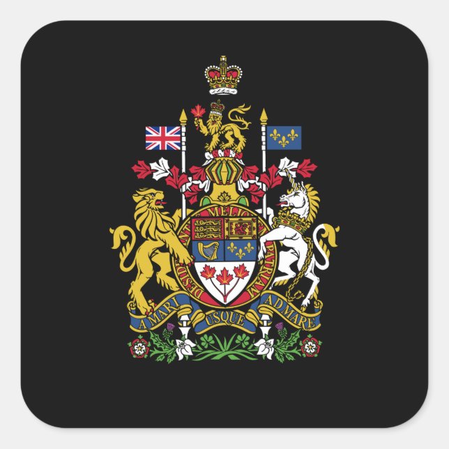 Canadian Coat of Arms, Canada Square Sticker (Front)