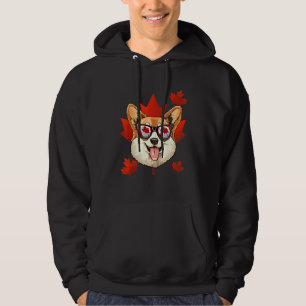Canadian Corgi Dog Maple Leaf Patriotic Canada Fla Hoodie