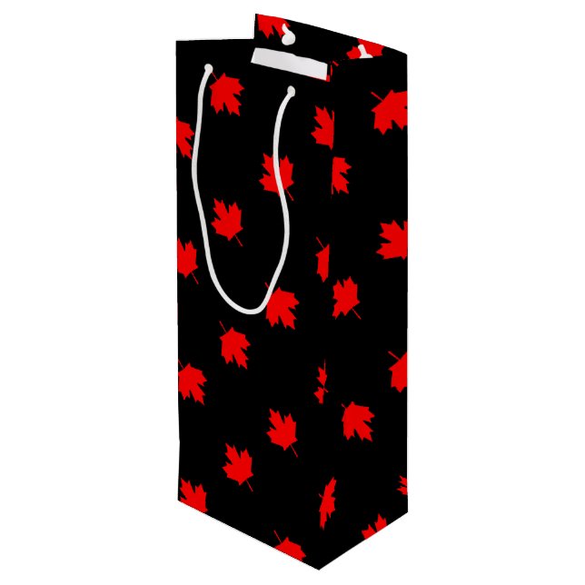 Canadian Cottage Maple Leaf Wine Gift Bag (Back Angled)