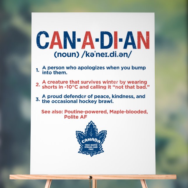 Canadian Definition  Acrylic Sign (Neutral)