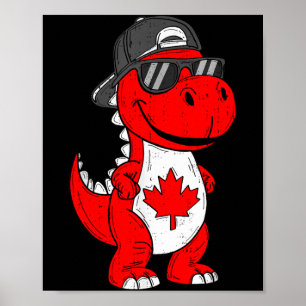Canadian Dinosaur Trex Maple Leaf Canada Boy Kids Poster