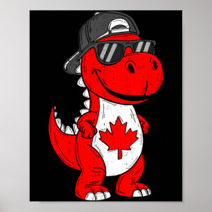 Canadian dinosaur trex maple leaf canada boy kids poster