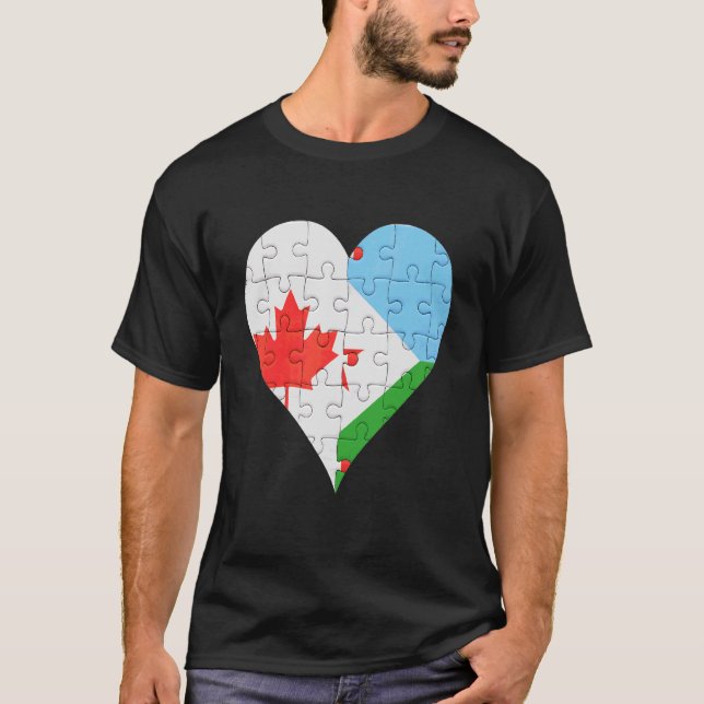 Canadian Djiboutian Flag Heart T-Shirt (Front)