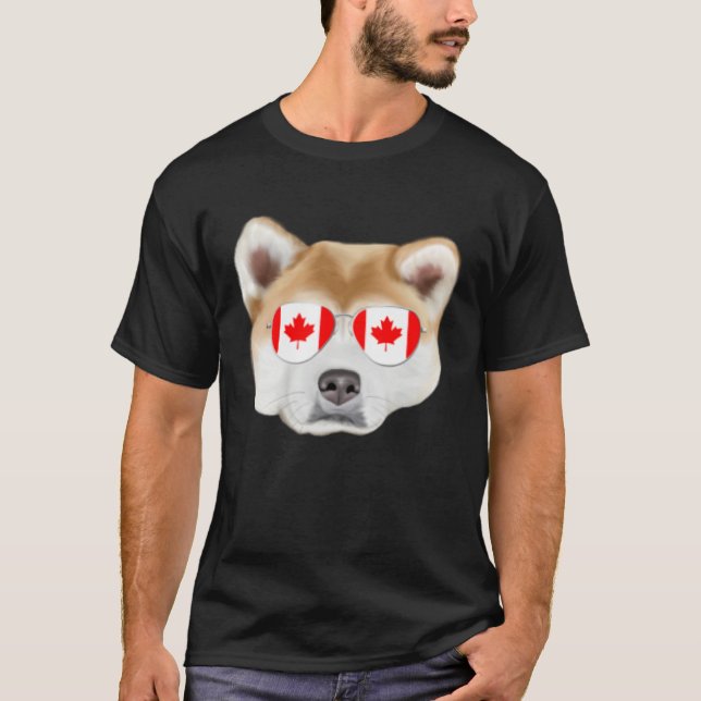 Canadian Flag Akita Dog Canada Pocket T-Shirt (Front)