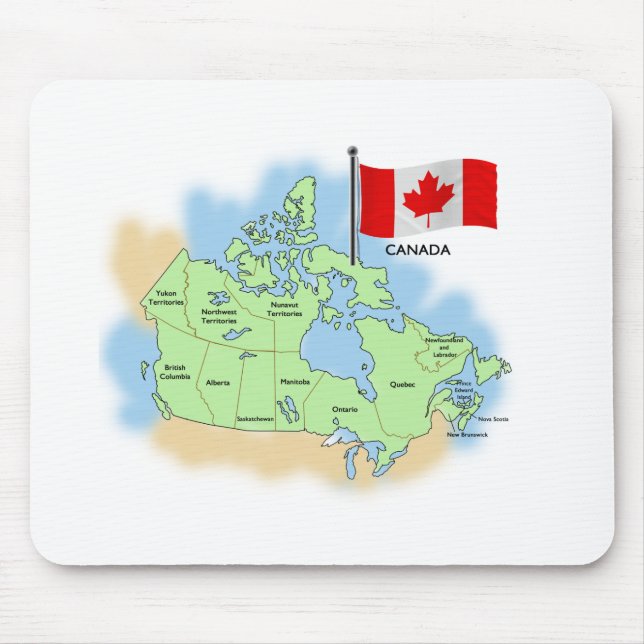 Canadian Flag and Map Mouse Mat (Front)