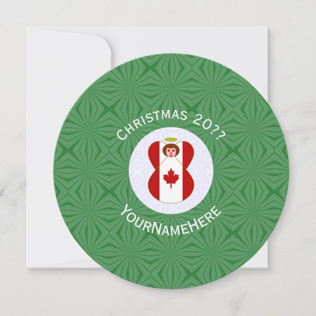Canadian Flag Angel Christmas Personalised Invitation (Front)