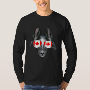 Canadian Flag Belgian Sheepdog Dog Canada Pocket T-Shirt