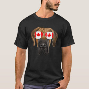 Canadian Flag Brown Great Dane Dog Canada Pocket T-Shirt