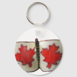 Canadian Flag Butterfly Design Key Ring